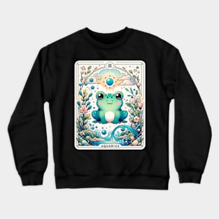 Aquarius Zodiac Cottagecore Frog Tarot Card Birthday Kawaii Crewneck Sweatshirt